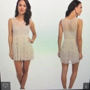 Free People XS Embellished Sheer Tunic Dress Cream